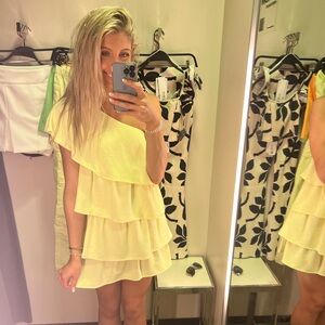 Zara One Shoulder Yellow Dress
